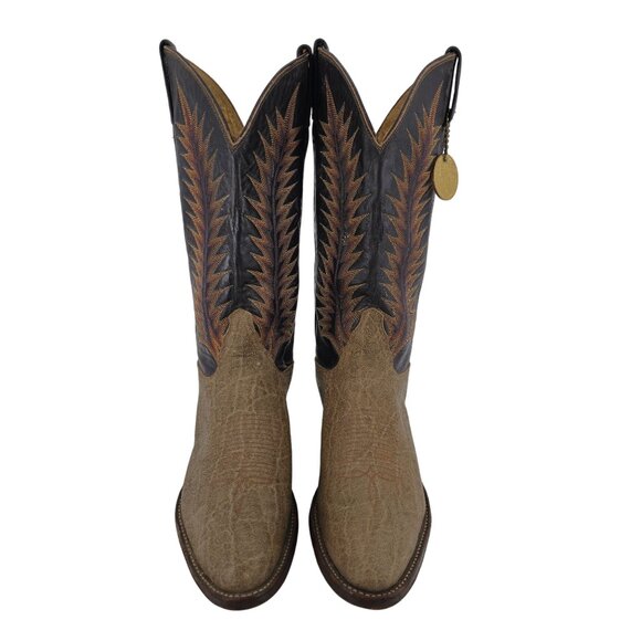 Vintage Tony Lama Exotic Leather Men's Size 9E Brown Cowboy Western Boots USA - Picture 4 of 16